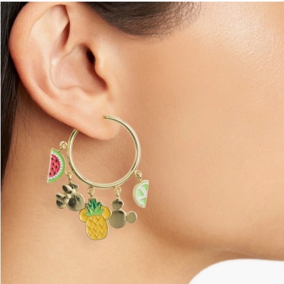 BaubleBar Jewelry - Disney Baublebar Mickey Mouse Enamel
Charm Hoop Earrings Watermelon Lime NWT